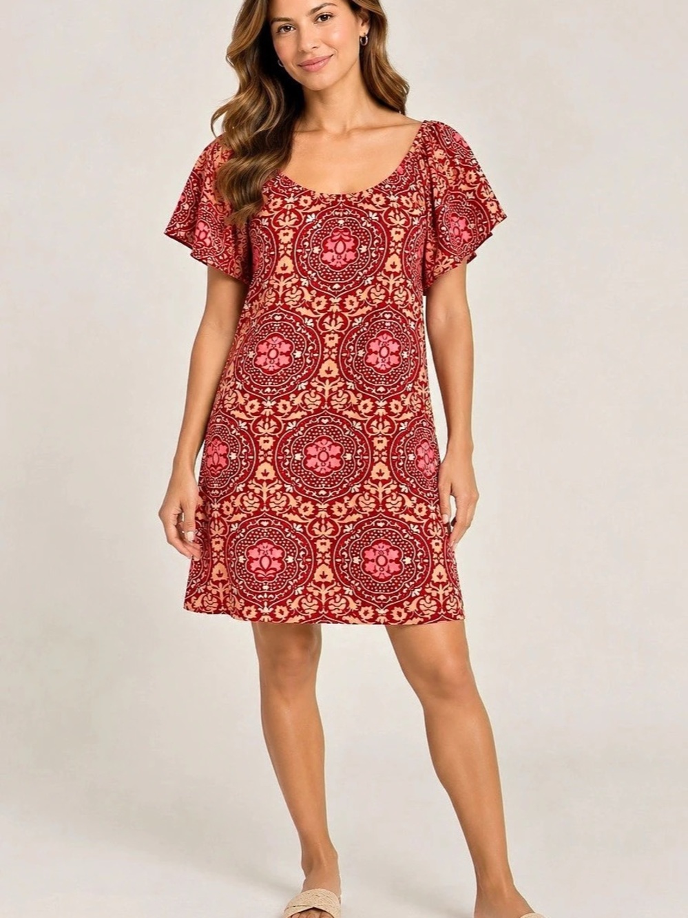 Boden Red Printed Mini Dress